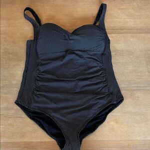 Black Polka Dot Women Swim One Piece